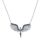 Дамско сребърно колие проба 925 с висулка във формата на птица феникс инкрустирана с фини цирконии