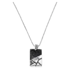 сребърн колие проба 925 с елемент във формата на цветна плочка с бляскави камъни