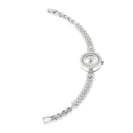 Модерен дамски сребърен часовник с фини циркони проба 925 и родиево покритие