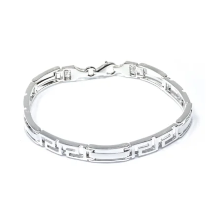 Мъжка сребърна гривна проба 925 с родиево покритие със уникален дизайн от звена