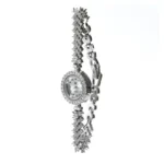 уникален дамски сребърен часовник проба 925 целият инкрустиран с фини цирконии