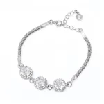 дамска сребърна гривна проба 925 с масивна верижка и три големи камъка обсипани с фини цирконии