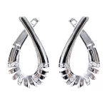 дамски сребърни обеци проба 925 с елипсовидна форма инкрустирани с блестящи цирконии