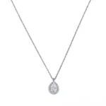Уникално дамско колие от сребро проба 925 с висулка във формата на капка инкрустирана с камъни цирконий