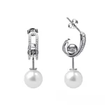 Дамски сребърни обеци проба 925 две в едно с кръгал камък