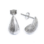 Дамски сребърни обеци във формата на капка и флорална украса