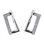Правоъгълни дамски сребърни обеци проба 925 инкрустирани с камъчета цирконий