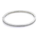 Твърда дамска сребърна гривна проба 925 с камъчета и нежни орнаменти