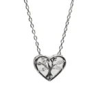 Дамско сребърно колие с родиево покритие дървото на живота в сърце с нежни циркониеви камъни