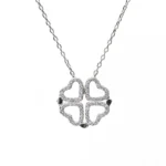 дамско колие от сребро 925 във формата на отваряща се детелина ,уккрасена с циркони