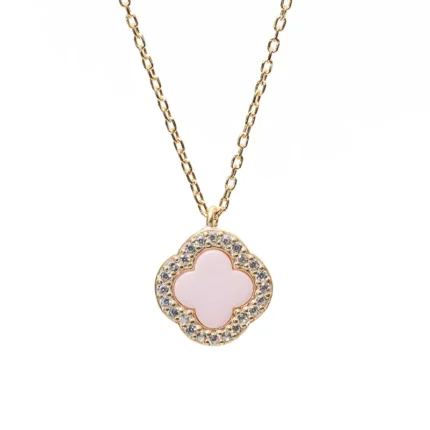 Дамско сребърно колие в златист цвят, инкрустирано с фини циркони